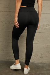 Double Take Wide Waistband Distressed Slim Fit Leggings OutfitFlow